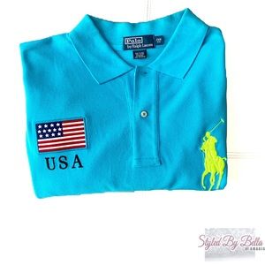 NWOT RALPH LAUREN TURQUOISE🇺🇸 "USA" POLO | 2XB